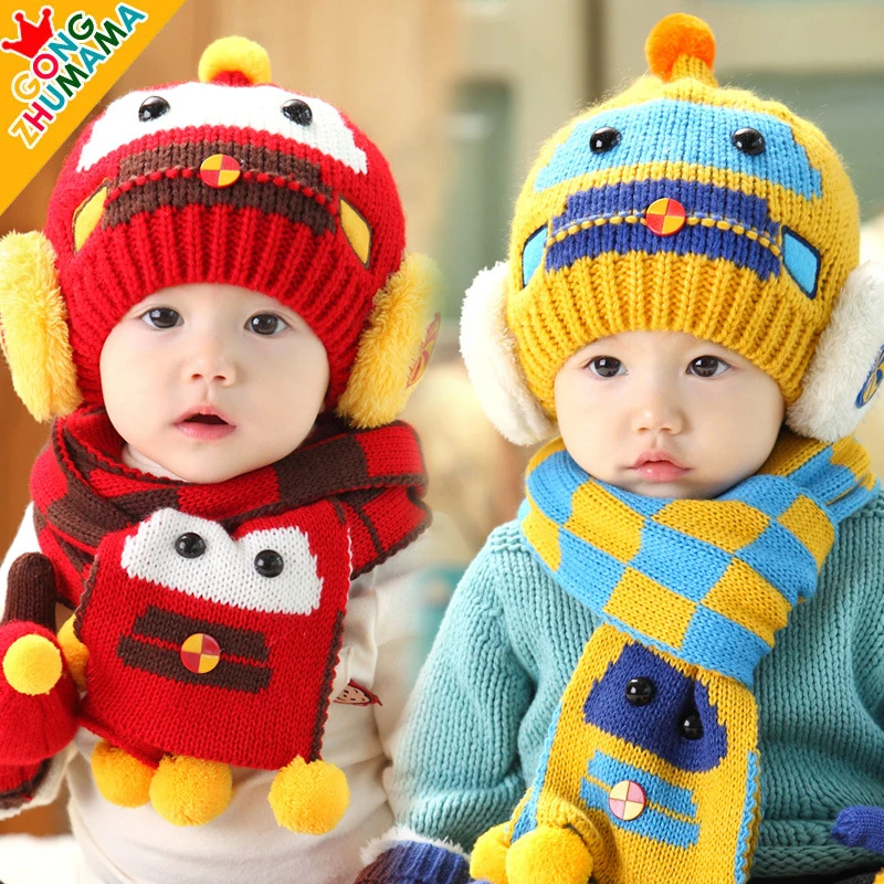 Aliexpress.com : Buy Boys Warm Knitted Hat Scarf Set Children New ...