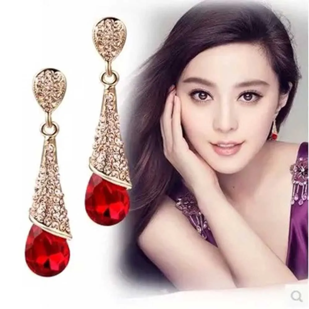 Clip Earrings Rhinestone Crystal For Women Party