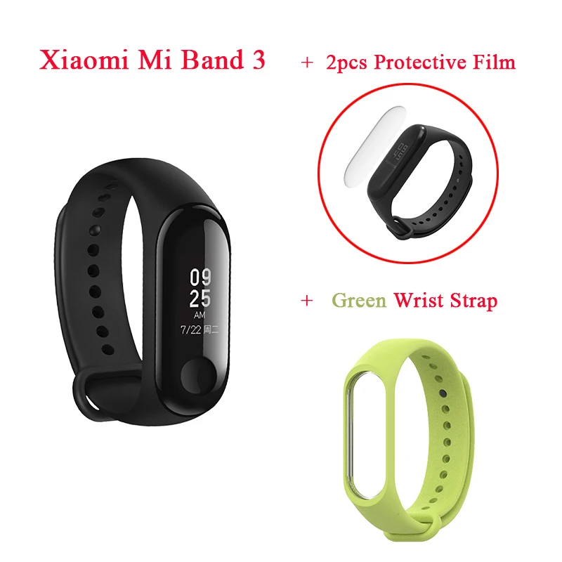 Глобальная версия Xiao mi Band 3 Smart Bluetooth mi band 3 фитнес-трекер OLED экран Водонепроницаемый умный браслет - Цвет: Light Green Bracelet