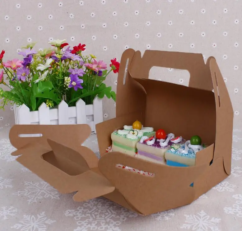 Упаковка для торта, большие подарочные коробки с ручкой, белая коробка для торта, коробки для Рождественского торта - Цвет: Кофе