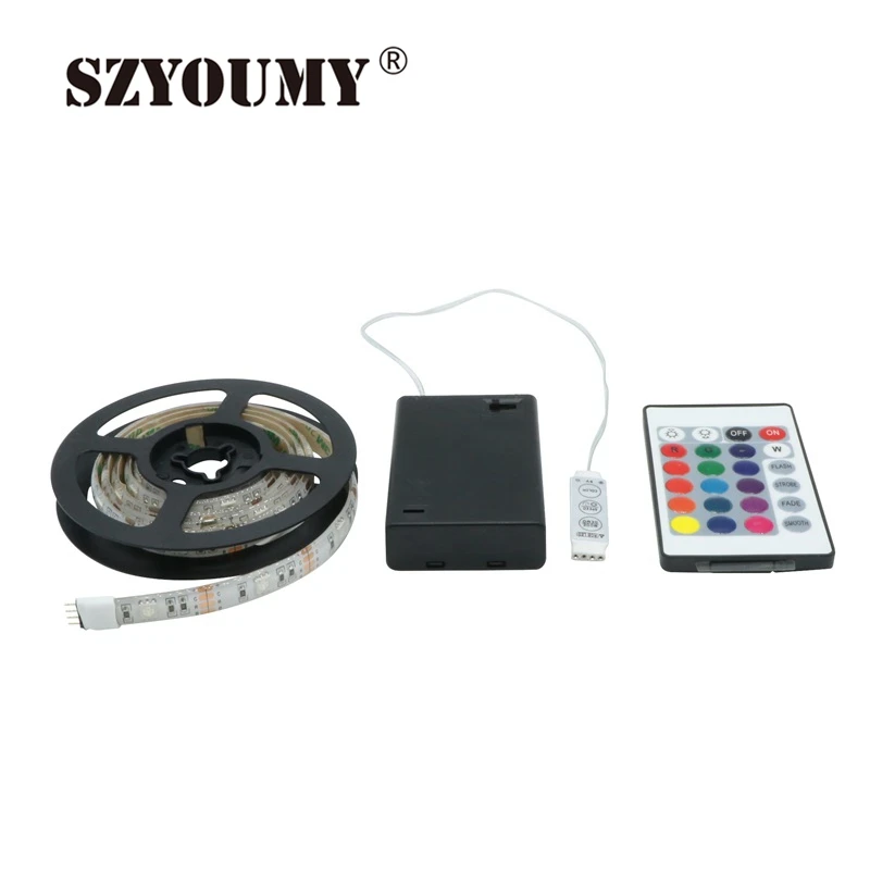 SZYOUMY 100 200 см батарея Светодиодная лента RGB 5050 SMD 30 60 светодиодный s водостойкий гибкий ремешок свет + пульт дистанционного управления +