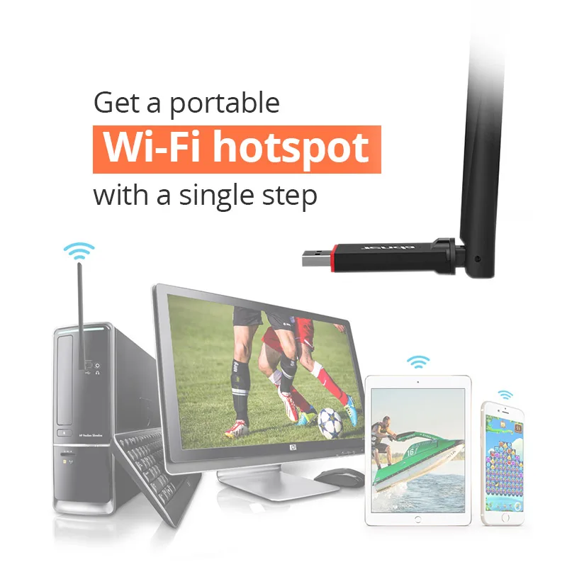 Tenda U6 WiFi адаптер 300 Мбит USB2.0 сетевой Портативный Wi Fi точка 1 * 6dbi внешний