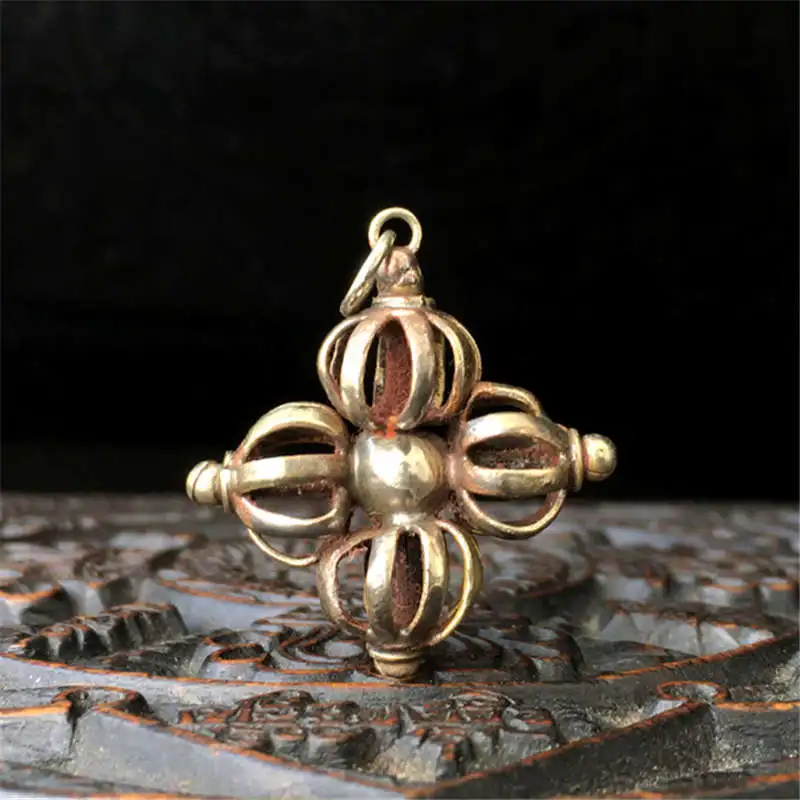 

TBP130 Tibetan Copper 8 Lines Cross Vajra Pendant Tibet Amulet for Man