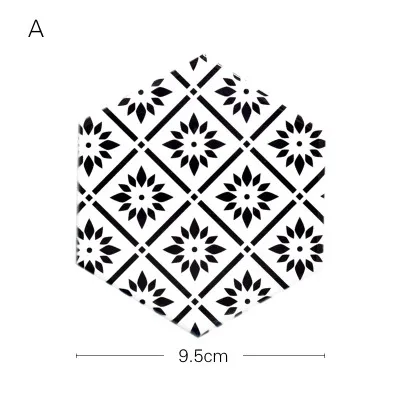 DUNXDECO настольная подставка для кофейной чашки подставки шестигранные керамические пробковые подставки Европейский белый черный геометрический художественный декор стола - Цвет: A