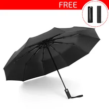 10 к складной автоматический зонт от дождя женский ветростойкий большой Ветрозащитный Зонт от дождя для мужчин с черным покрытием зонтик с коробкой сумка