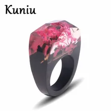 Madera moda anillo embutido secado de resina diseño mens boda anillo de compromiso joyería dropshipping