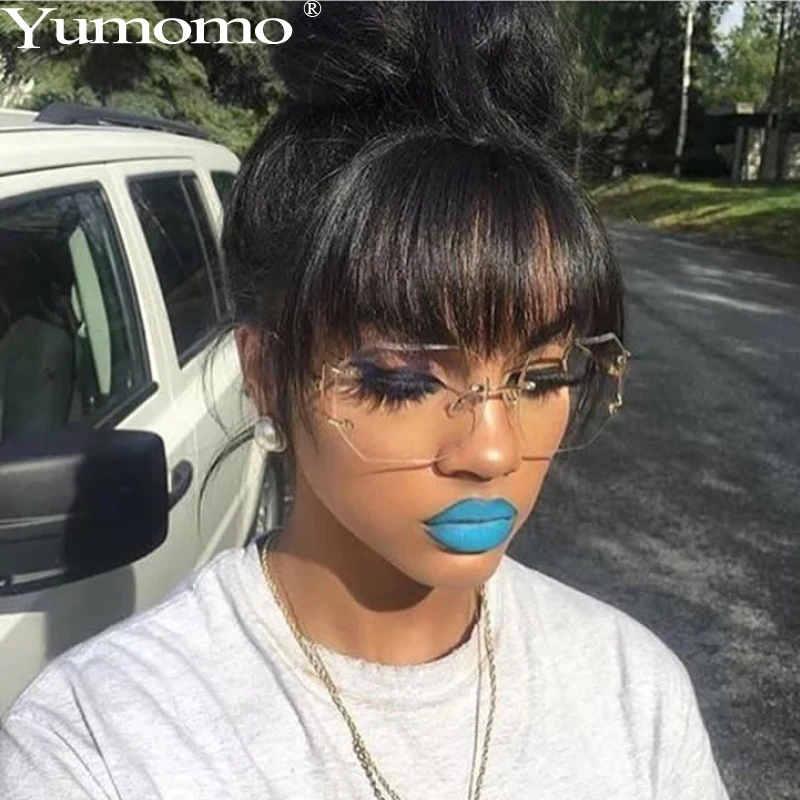 Yumomo бескаркасные обрезные солнцезащитные очки для женщин персонифицированные ретро сексуальные Кристальные градиентные оранжевые синие цветные зеркальные женские очки «Океан»