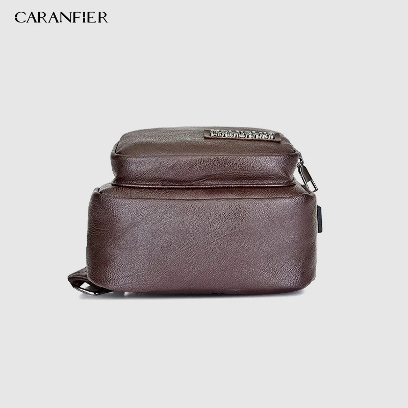 CARANFIER 2 шт Водонепроницаемый PU сумка на плечо мужская сумка с зарядкой Мужская USB нагрудная сумка Диагональная Сумка для писем грудь Новинка