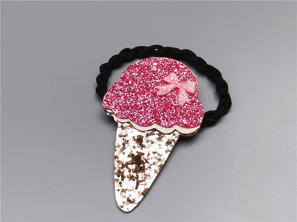 20 шт. ins бутик милые блестящие Галстуки для волос Icecream Твердые мультфильм эластичные повязки для волос модные головные уборы Принцесса аксессуары для волос