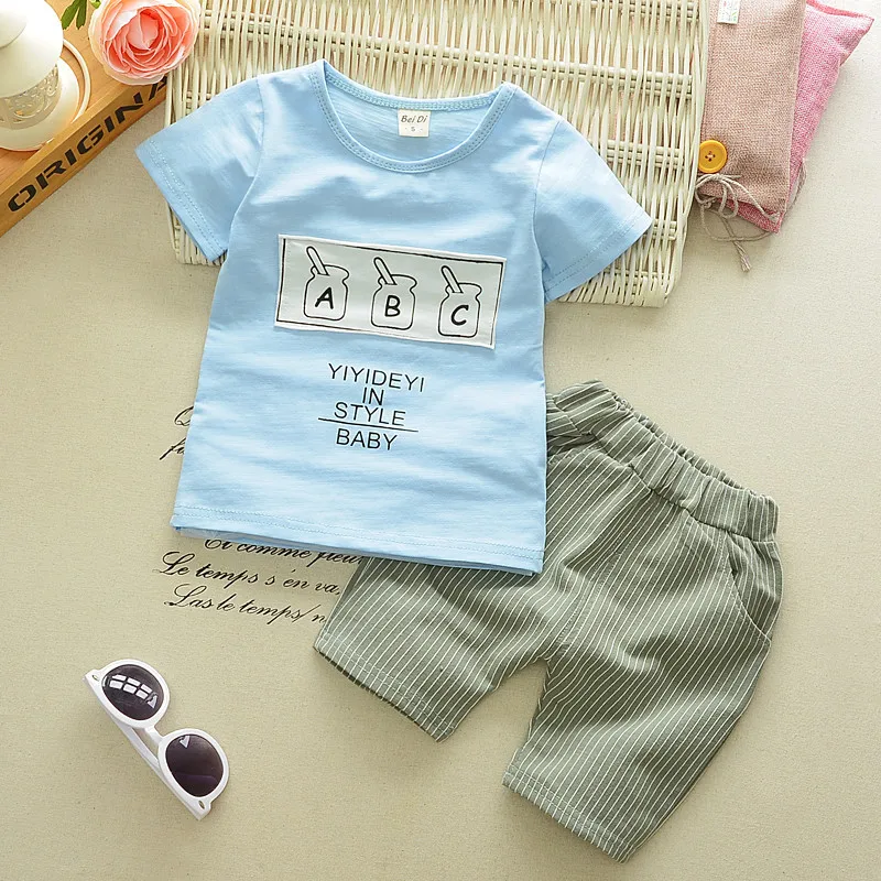 

Children Clothing Fashion Baby Boy Clothes Set Short Sleeve O-Neck Letter Cotton Vest+Shorts 2 PCS Kids Clothes for Handsome Boy