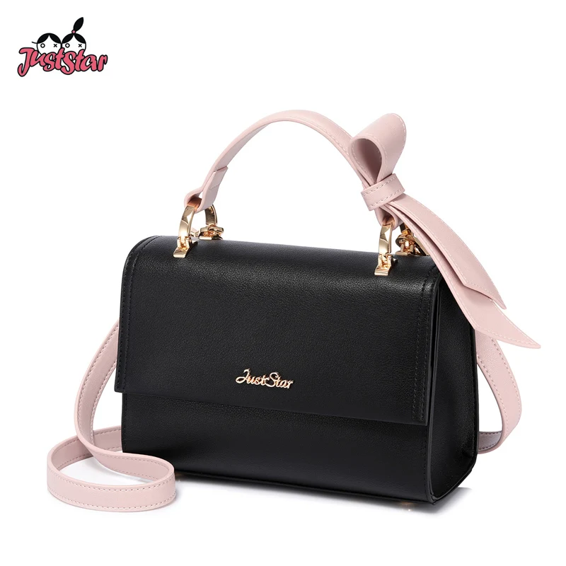 

JUST STAR Women's PU Leather Handbags Ladies Fashion Bow Tote Purse Female Boston All-match Crossbody Bags Bolsa Feminina