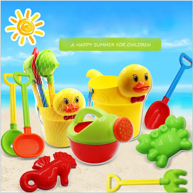 Yunnasi 8pcs Summer Sand Beach Toys Kids Spade Shovel Yellow Duck Yunnasi 8pcs Summer Sand Beach Toys Kids Spade Shovel Yellow Duck Bucket Watering Can Rake Sifter