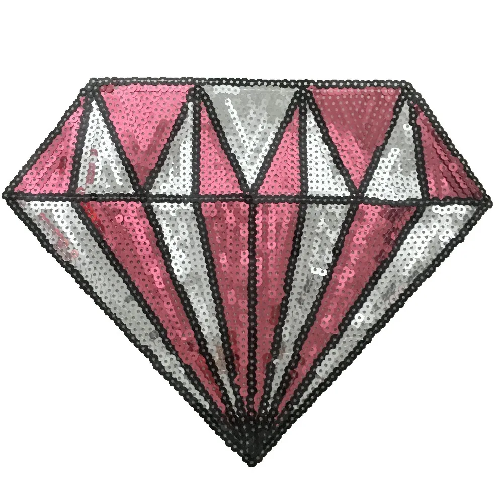 

2PCS Pink Sequins Diamond Patches for Clothing Bags T-shirt Sewing on Sequined Patch Large DIY Decoration Accessories Appliques