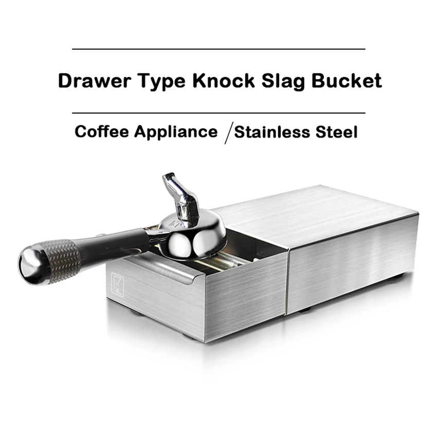 Silvery Coffee Knock Box Stainless Steel Espresso With Drawer
