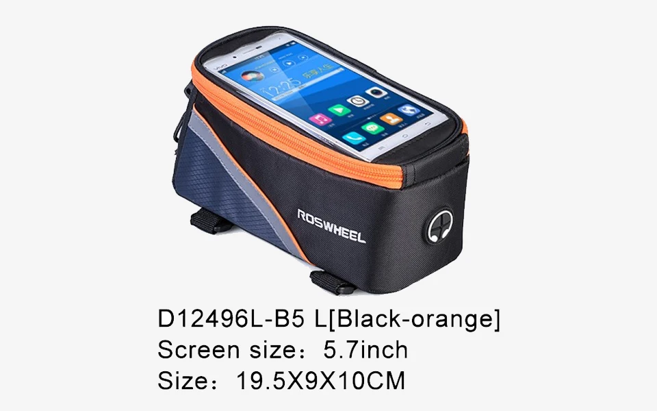 Best ROSWHEEL Bicycle Bags Frame Front Head Top Tube Waterproof Bike Bags&Double IPouch Cycling For 5.5-6.2 in Cell Phone Touch 8