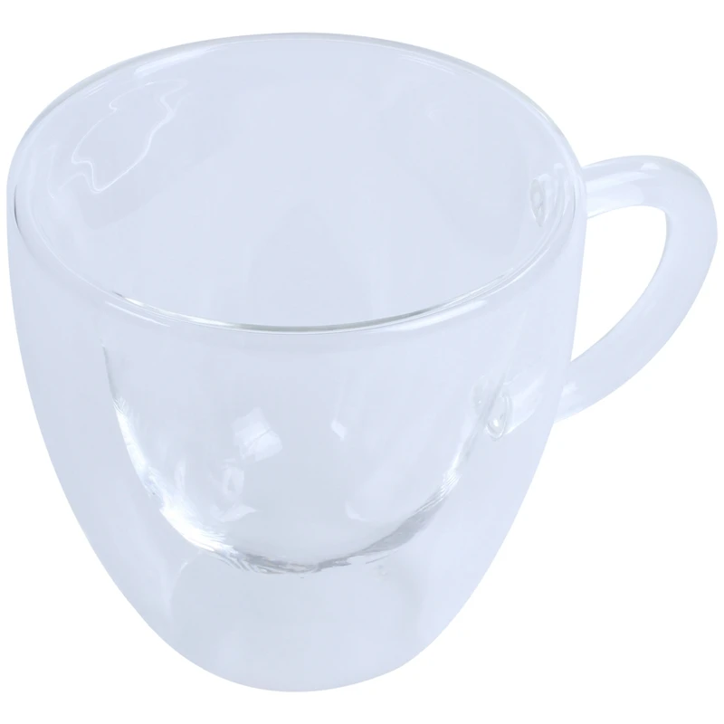 

HOT-Heart Shaped Heat Resistant Double Wall Layer Clear Glass Tea Cups Mug, 180Ml