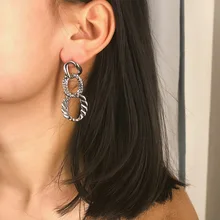 Exaggerated Punk 3 Layers Twisted Circle Geometric Long Drop Earrings Hanging for Women Fashion Jewelry Female Exaggerated Punk 3 Layers Twisted Circle Geometric Long Drop Earrings Hanging for Women Fashion Jewelry Female