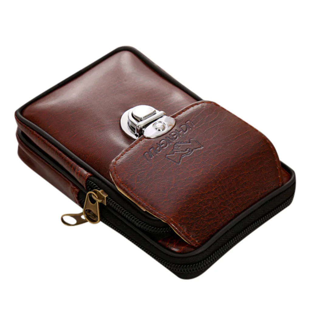 Мужская нагрудная сумка, Ретро стиль, универсальная повседневная Кожаная Мини поясная сумка, мужской кошелек, двухслойная сумка на пояс для мобильного телефона, мужская сумка# YL1