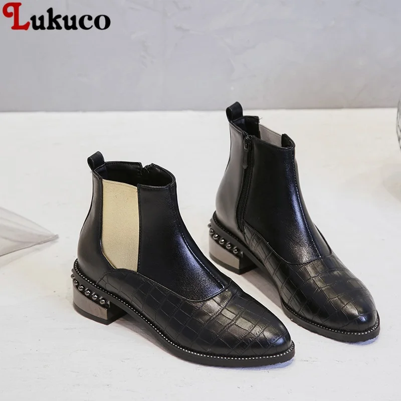 

2018 Work Safety Women Boots Large Size 34-48 Zipper Design Low Square Heel Round Toe Female Boots Free Shipping Female Botas