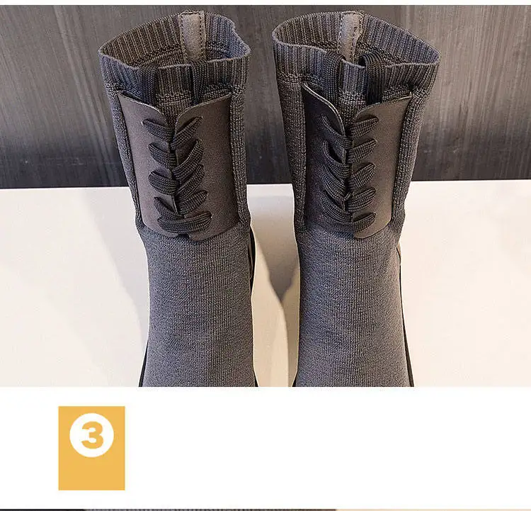 2018 Autumn And Winter Boots Women's Leather Increased Thick Bottom Elastic Boots Med-HeelFashion Winter Ankle Boots WomenM8D156 (7)