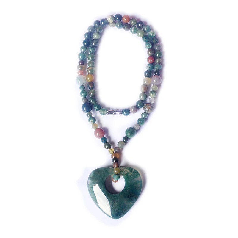 

18inch Multi-Coloured Indian natural stones Necklace Heart-shaped choker Necklace For women beaded crystal Pendant stone jewelry