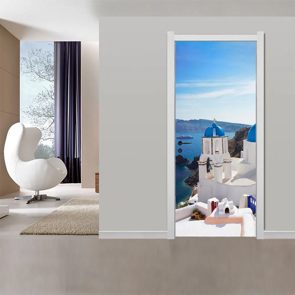 Новая 3D дверь наклейка s Гавайи Seaview Настенная Наклейка для комнаты украшение для двери искусство двери для спальни Водонепроницаемая наклейка из ПВХ DIY обои домашний декор