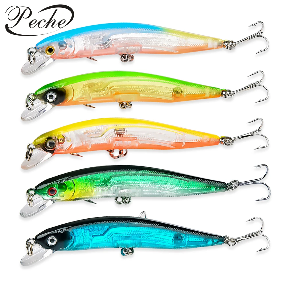 

Peche Floating Minnow Fishing Lures Pesca Wobblers Crankbaits Artificial Plastic Hard Baits with Noise Ball Hooks Bass Isca 10cm