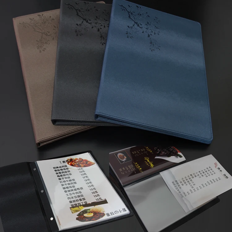 Customised A4 Menu Folder Cover With 6 Sheets Plastic Pockets, Heavy Durable Menu