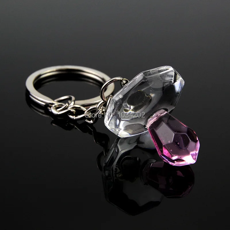 

80pcs/Lot Crystal Nipple Design Crystal Pacifier Keychain Ring In Pink Gift Box Baby Shower Favors Free Shipping