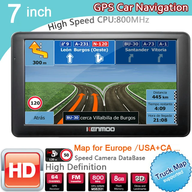 SNOWINSPRING 7 Pouce GPS Systeme de Navigation Voiture Poids Lourd Camping Voiture EU Carte MP3 FM 4G 