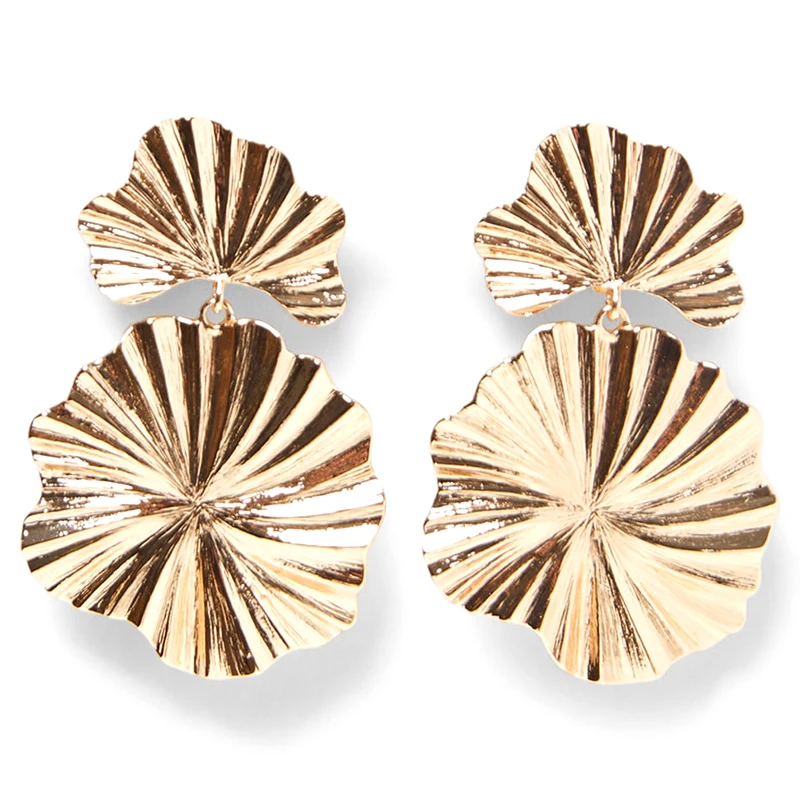 

JUJIA Brand 2019 Earrings For Women Boho Ethnic Big Metal Leaf Pendant Earrings Hot Maxi Statement Jewelry