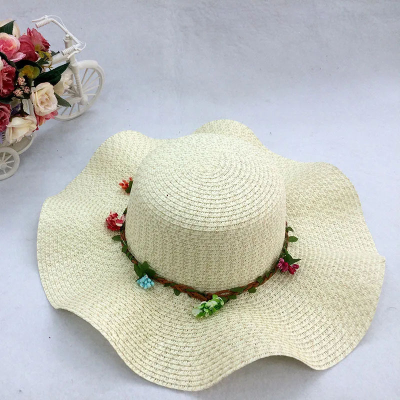 المرأة سترو قبعة موجة كبيرة حافة الشمس إكليل زهرة الفتيات شريط عارضة طوي دلو القبعات الإناث الصيف شاطئ كاب CP0246 المرأة سترو قبعة موجة كبيرة حافة الشمس إكليل زهرة الفتيات شريط عارضة طوي دلو القبعات الإناث الصيف شاطئ كاب CP0246