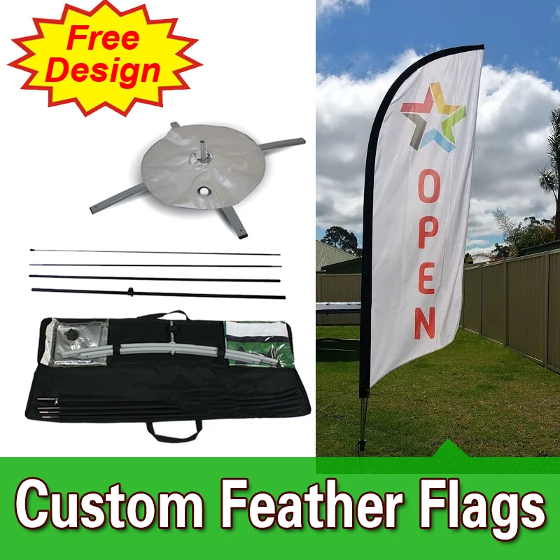 Free Design Free Shipping Double Sided with Cross Base Cheap Flags Signs Banners Outdoor Feather