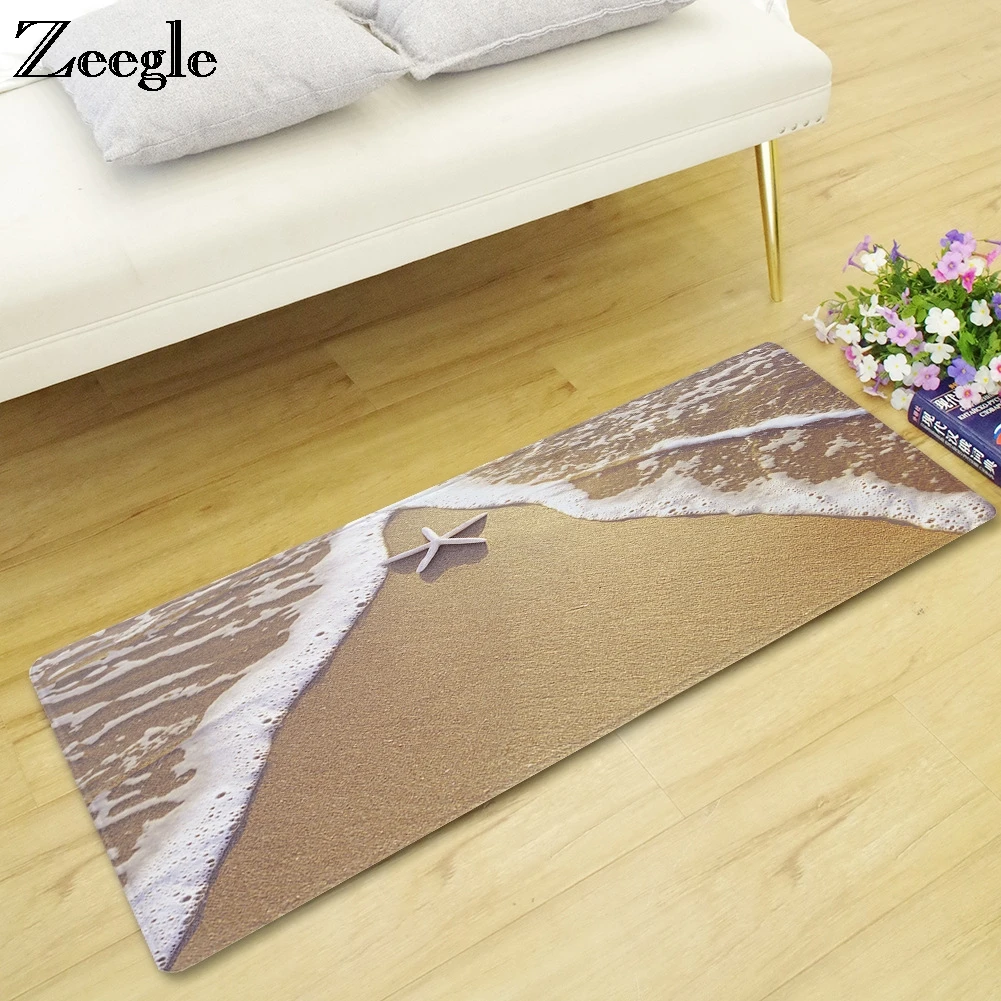 

Zeegle Beach Printed Kitchen Rug Welcome Doormat Long Balcony Table Chair Floor Mat Living Room Rug Bedroom Carpet Bedside Rugs