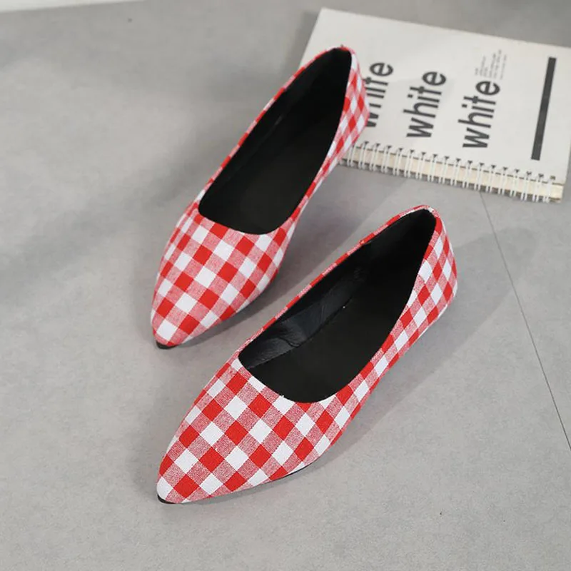

HEE GRAND 2019 Spring Women Fashion Flats Pointed Toe Slip On Ladies Casual Shoes Checkered Shallow Flats Size 35-39 XWD7219