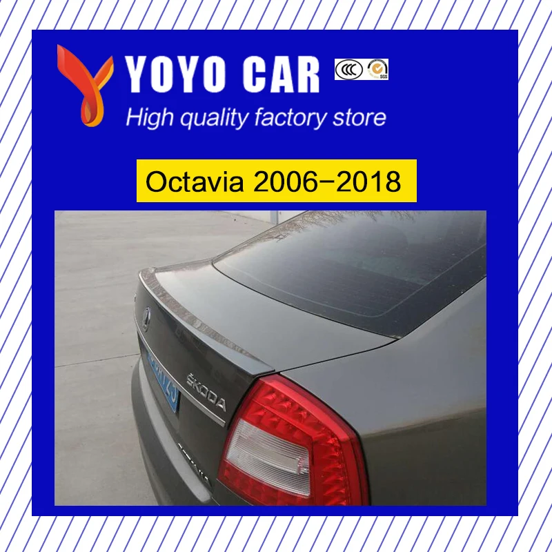 

Hot sale ABS primer black white red ect color car rear lip spoiler for Octavia 2006-2014, 2015-2018