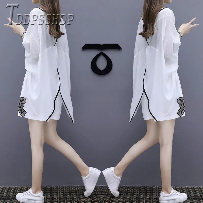 

2019 Plus Size Europe Women Sets Blouse and Shorts Casual Female Set
