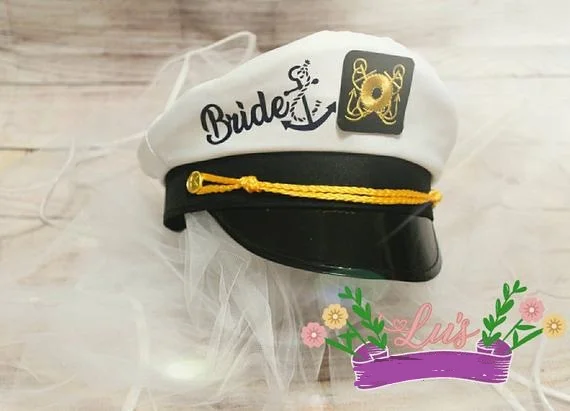 

custom Nautical sailor hats, wedding bridesmaid bride marina captain hats with hats, cruise Bachelorette birthday CAPS