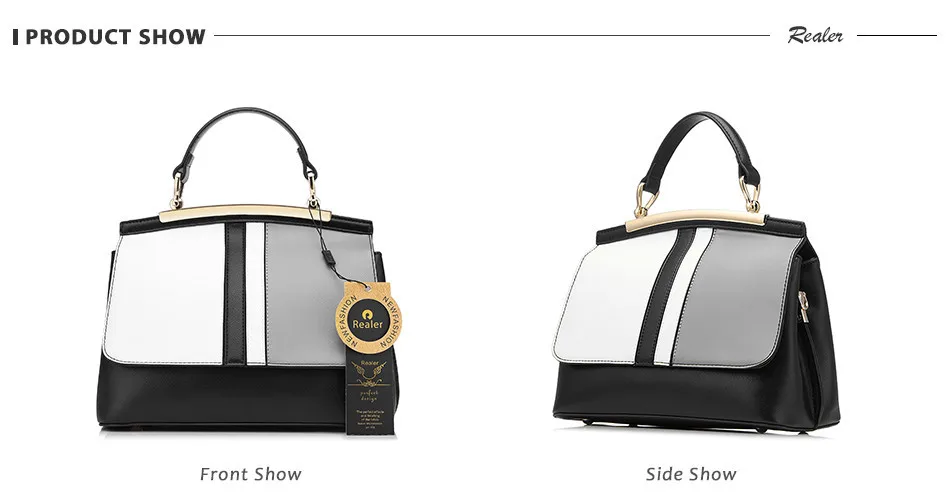 REALER, женская сумка, модная, Лоскутная, с рисунком, сумка-тоут, с верхней ручкой, высокое качество, искусственная кожа, Наплечные сумки через плечо