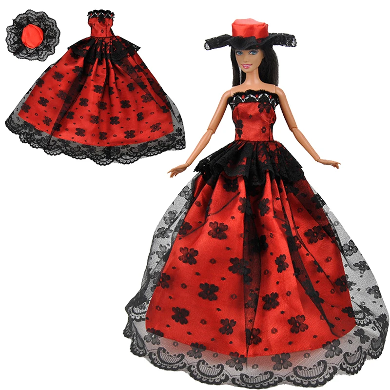

Newest 2019 Fashion Princess Doll Wedding Dress Noble Party Gown For Doll Accessorie Fashion Design Outfit Gift (1PCS red party