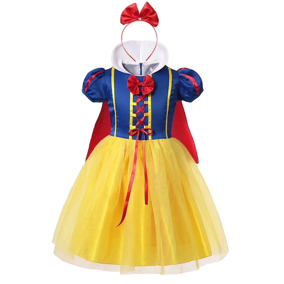 MUABABY Girls Halloween Fancy Princess Costume Summer Toy Story Snow White Jasmine Rapunzel Minnie Ariel Party Dress Up Clothes - Цвет: Snow White Dress 01