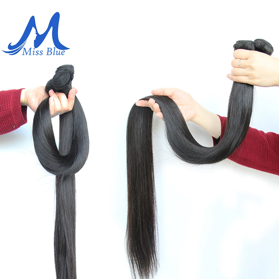 Missblue 8-34 36 38 40 Inch Brazilian Hair Weave Bundles Straight 100% Human Hair 3/4 Bundles Natural Color Remy Hair Extensions