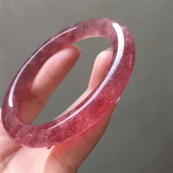 

Precious Natural Red Strawberry Quartz Gemstone Crystal Fashion Bangles Bracelets For Women Lady Inner Diameter 55mm