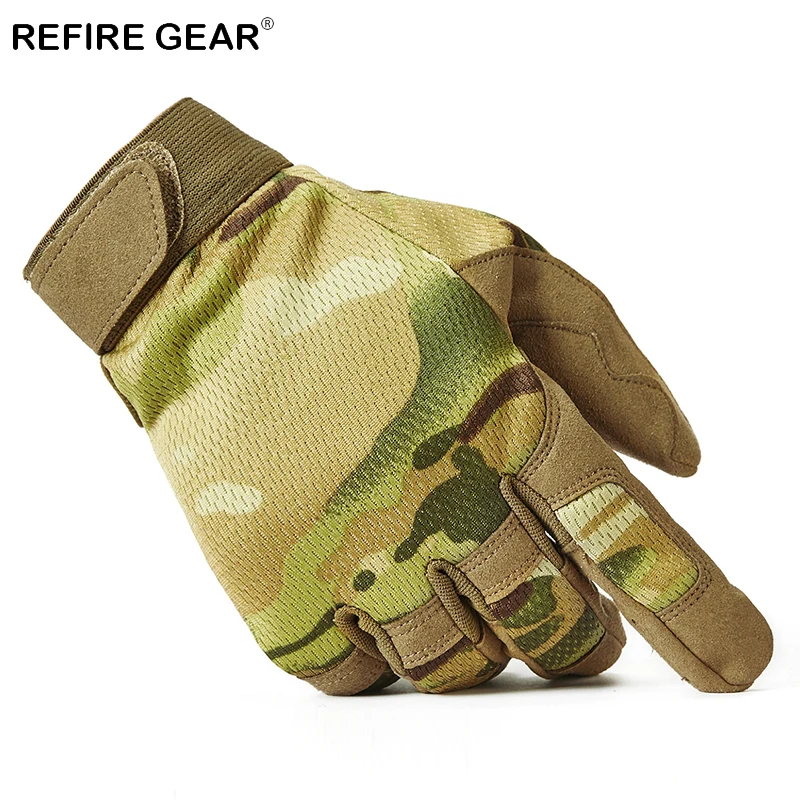 Мужские камуфляжные перчатки ReFire Gear зимние теплые тактические дышащие Мультикам