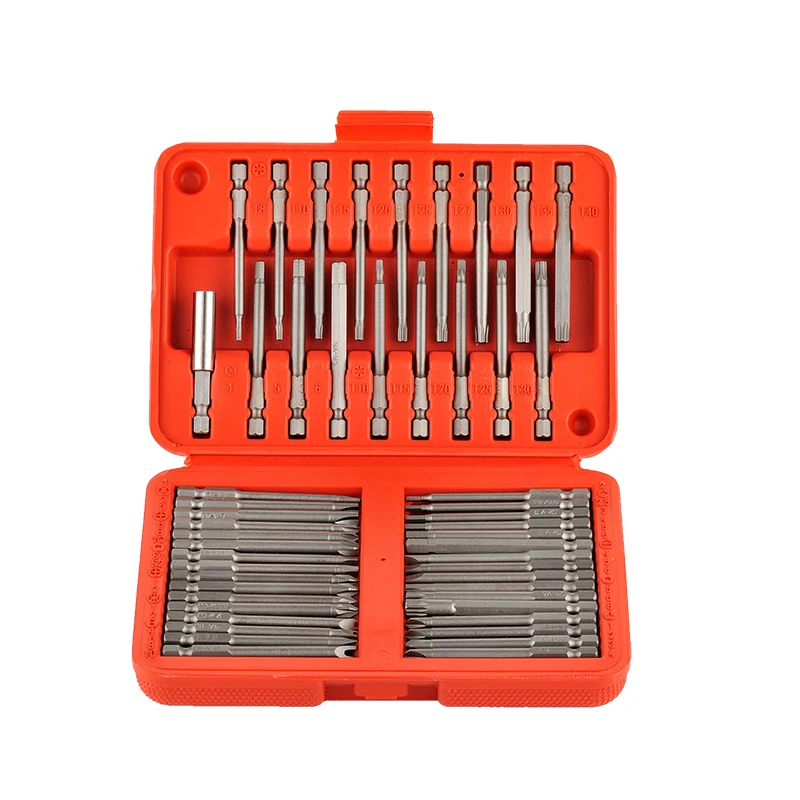 

50pcs Extra Long Security Bit Set 75mm Length 1/4" Hex Shank Torx Phillips Hex Slotted Screwdriver Bits Quick Release Hex Drive