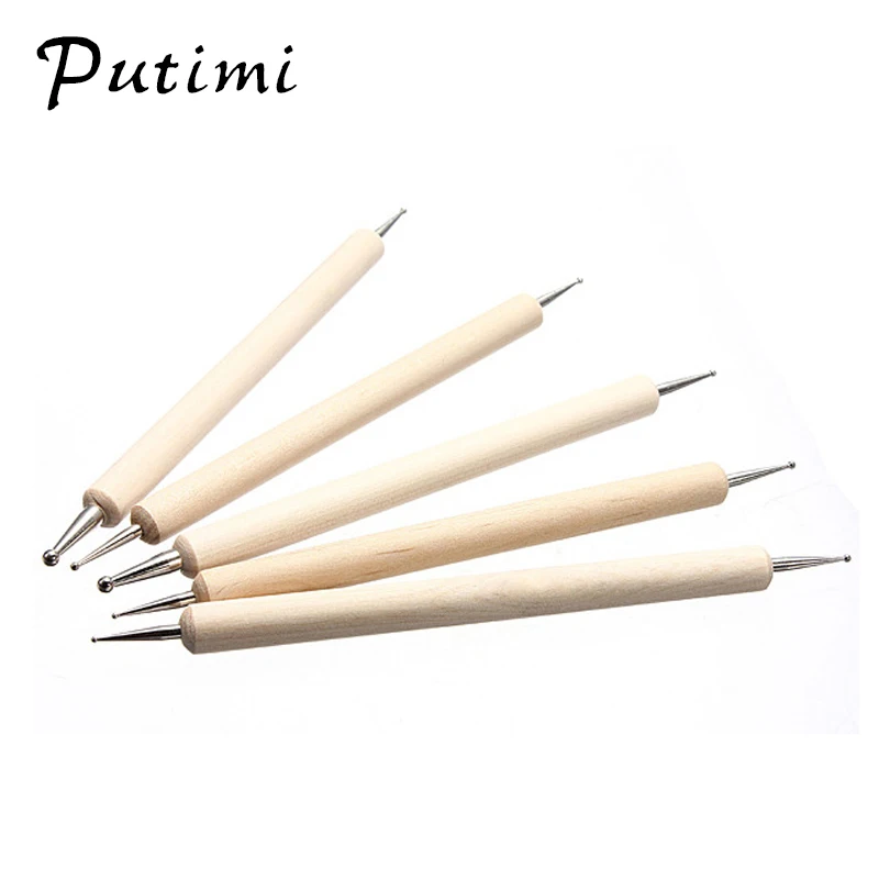 Putimi 5 шт. инструмент для рисования точек на ногтях для маникюр; точки ручка для карандаш для ногтей для кристаллы, стразы выбора ногтей Marbleizing инструмент