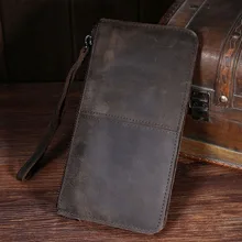 High Quality New Men Crazy Horse Cowhide Genuine Leather Clutch Bag Case Pocket font b Coin