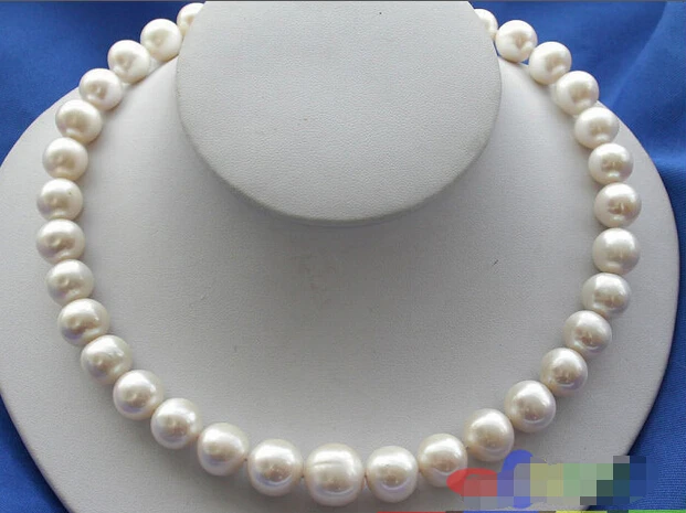 

p2005 AAA REAL 17" 14mm WHITE ROUND FW PEARL NECKLACE 14k PT^^^@^Noble style Natural Fine jewe FREE SHIPPING