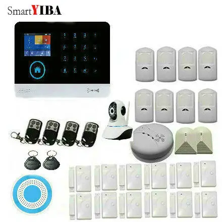 

SmartYIBA 3G WCDMA/CDMA Wireless Alarma Door Open Sensor Burglar Alarm System WIFI Security Alarm IP Camera Blue Siren Alarm Kit