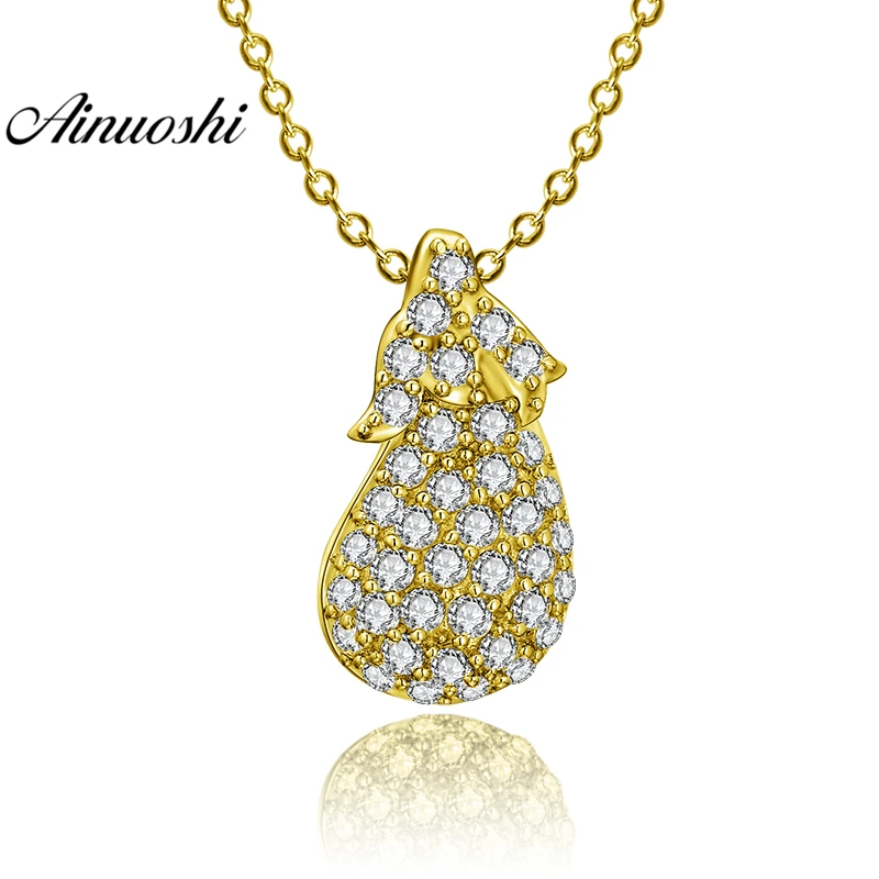 

AINUOSHI 10K Solid Yellow Gold Pendant Solid Angel Pendant SONA Stimulated Diamond Women Men Jewelry Cute Angel Separate Pendant
